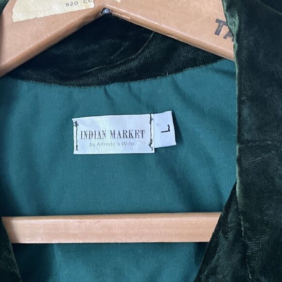 Indian Market‎ Alfredo’s Wife 2 pc green velvet skirt blouse set L RARE - Picture 2 of 8